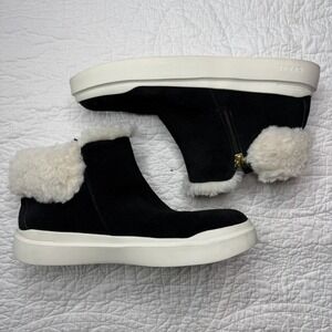 Cole Haan GrandPro Rally Womens Bootie Sneaker Black Suede Fur Size 7 Waterproof